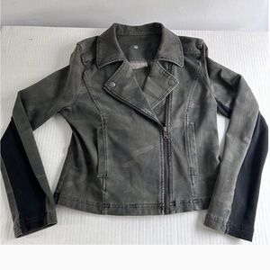 Marrakech X Anthropologie Faravel Camo Green Moto Jacket Size Small